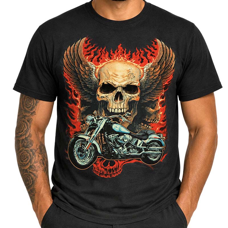 Pánské triko Motorcycle Winged Skull