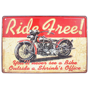 Tabule plechová Retro Ride Free 30x20cm