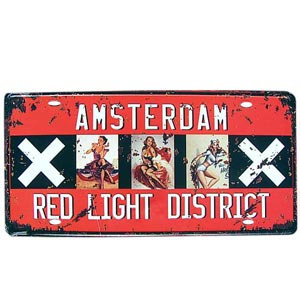 Cedule plechová SPZ retro AMSTERDAM red light district