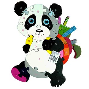 Dřevěné puzzle Panda abeceda