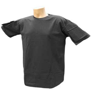 tričko US MFH s kapsami na rukávech černé