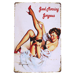 Plechová retro cedule Good Morning Gorgeous 20x30cm