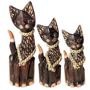 Dřevěné sošky kočky 3ks 25cm