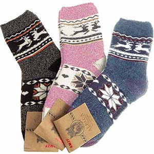 Dámské ponožky z ovčí vlny Alpaca 3ks Norský vzor SOBY