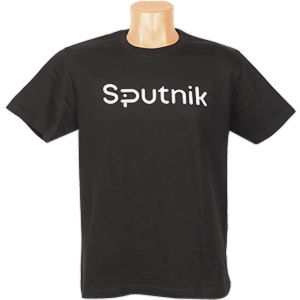 Tričko s potiskem Sputnik černé, krátké