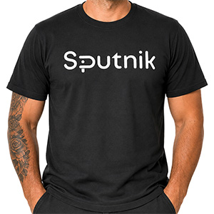 Tričko s potiskem Sputnik černé, krátké