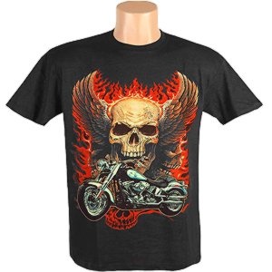 Pánské triko Motorcycle Winged Skull