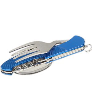 Kapesní turistický nůž s příborem modrý
