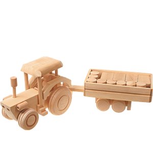 Dřevěné hračky Traktor s přívěsem