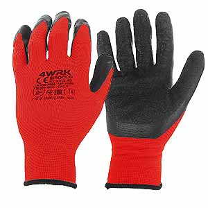 Pogumované pracovní rukavice červené Latex