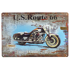 Retro tabule U.S.Route 66 Motorbike 30x20cm