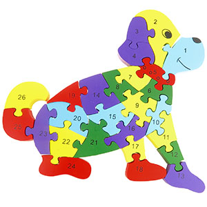 Dřevěné puzzle Pes