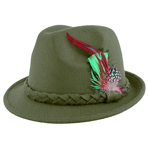 Lovecký klobouček s peříčky zelený
