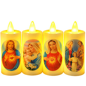 LED svíčky s obrázkem 8cm sada 4ks